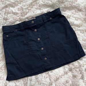 Abercrombie & Fitch Dark Blue Button-Front Mini Skirt